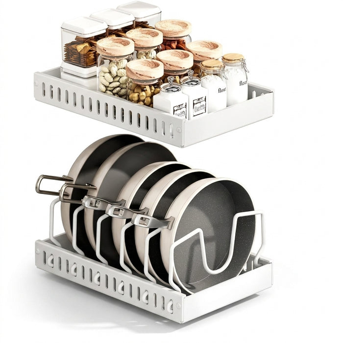 Pull-Out Kitchen Organiser — Pots, Pans & Lids, Ready-to-Use Rack