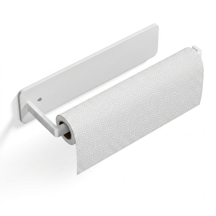 Self‑Adhesive Paper Towel & Toilet Roll Holder — No Drilling, Metal Rack (Black/Grey/White)