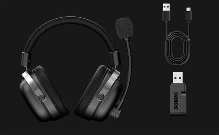 Inklusive Commander-Headset, drahtlosem USB-Empfänger und USB-A-auf-USB-C-Kabel
